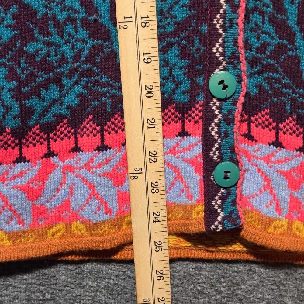 IVKO WOMENS Wool Collar Cardigan Sweater SZ 40 Med Knit Forest Motifs Jacket - Picture 4 of 10
